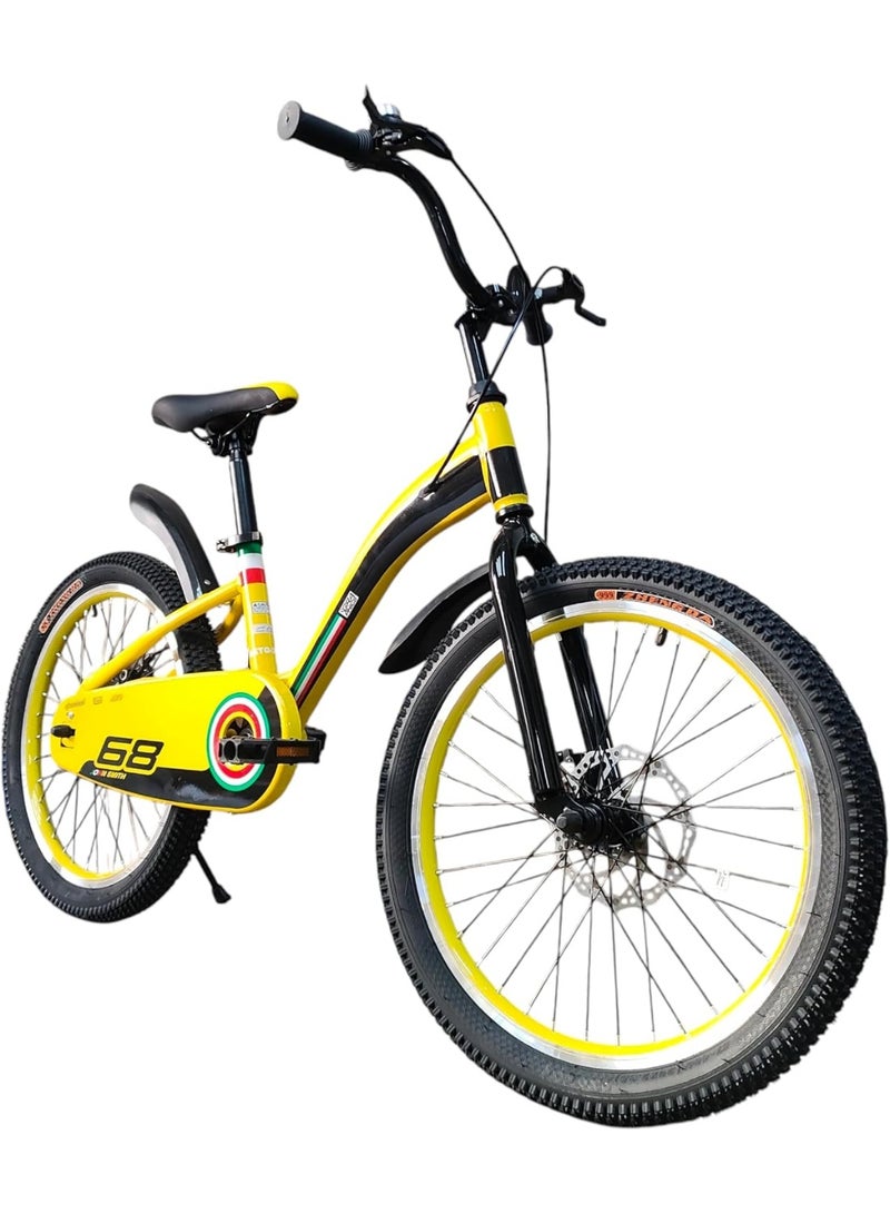 MOHAMED ABO ELGOUKH RF 20 Inch Kids Bike, Steel Frame, Disc Brake, Bicycle For Boys And Girls Age 6 To 10 Years - With Chain Guard And 1 Year Abo ElGoukh And Maxlerz Warranty (Yellow Color) - Image 2